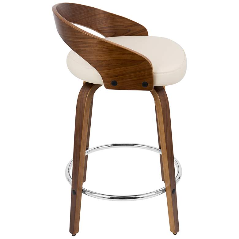 Image 5 Grotto Counter Stool in Walnut with Cream Faux Leather by LumiSource Pair more views