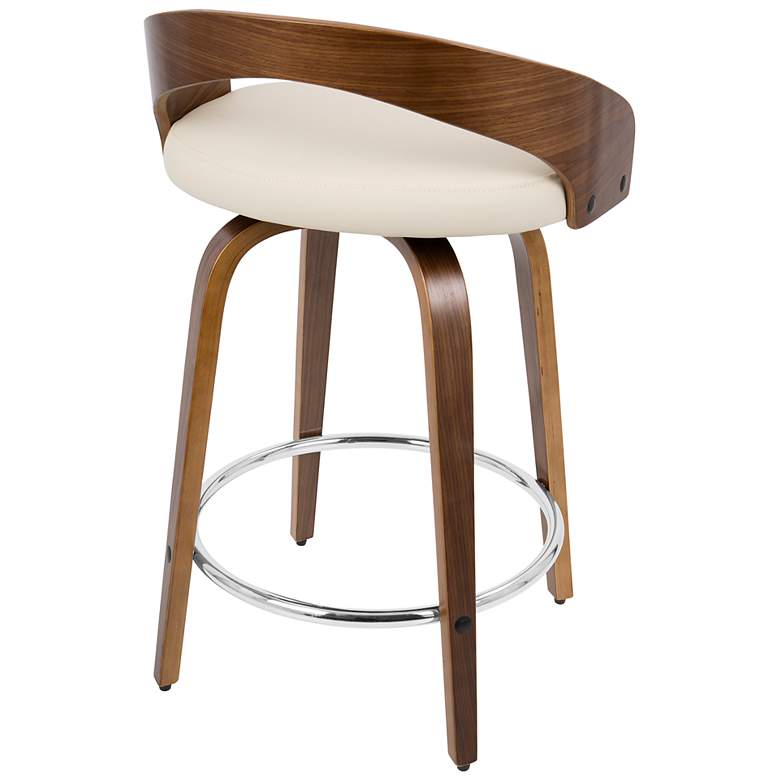 Image 6 Grotto Counter Stool in Walnut with Cream Faux Leather by LumiSource Pair more views
