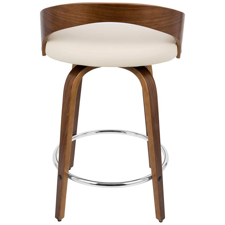 Image 7 Grotto Counter Stool in Walnut with Cream Faux Leather by LumiSource Pair more views