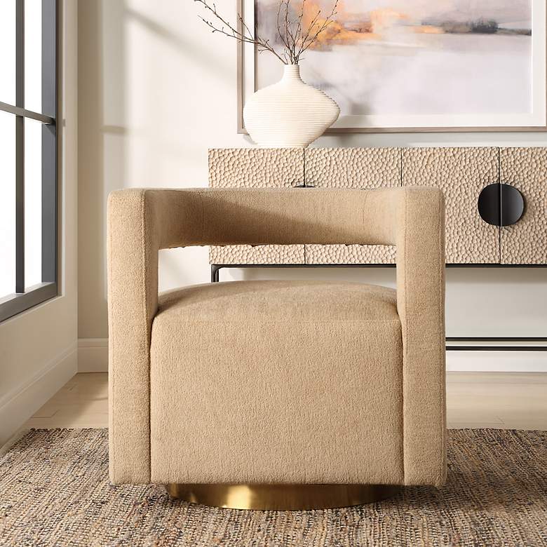Image 3 Grounded 28" Wide Boucle Swivel Chair more views