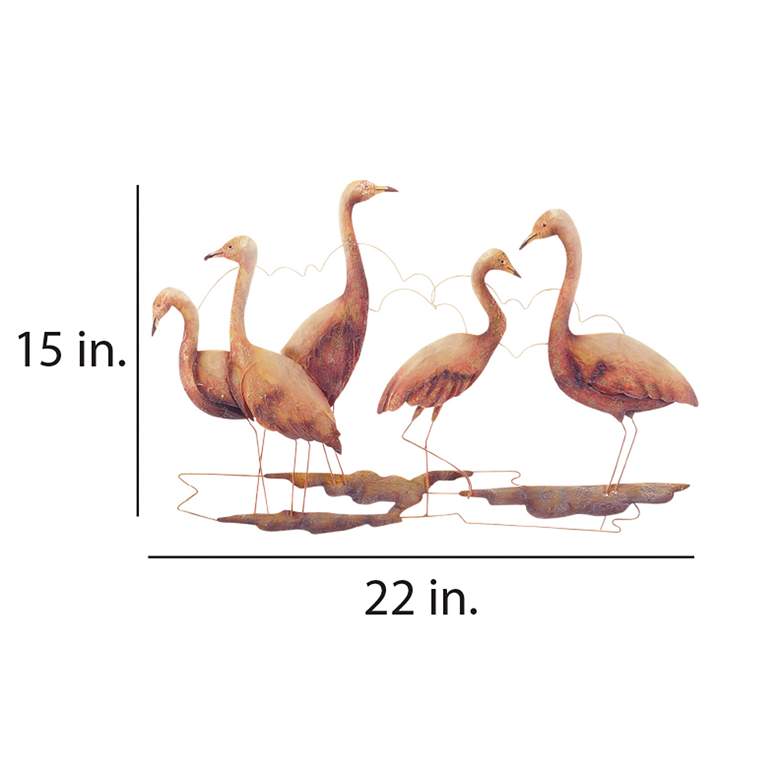 Image 4 Group Of Five Flamingos 22" Wide Capiz Shell Wall Decor more views