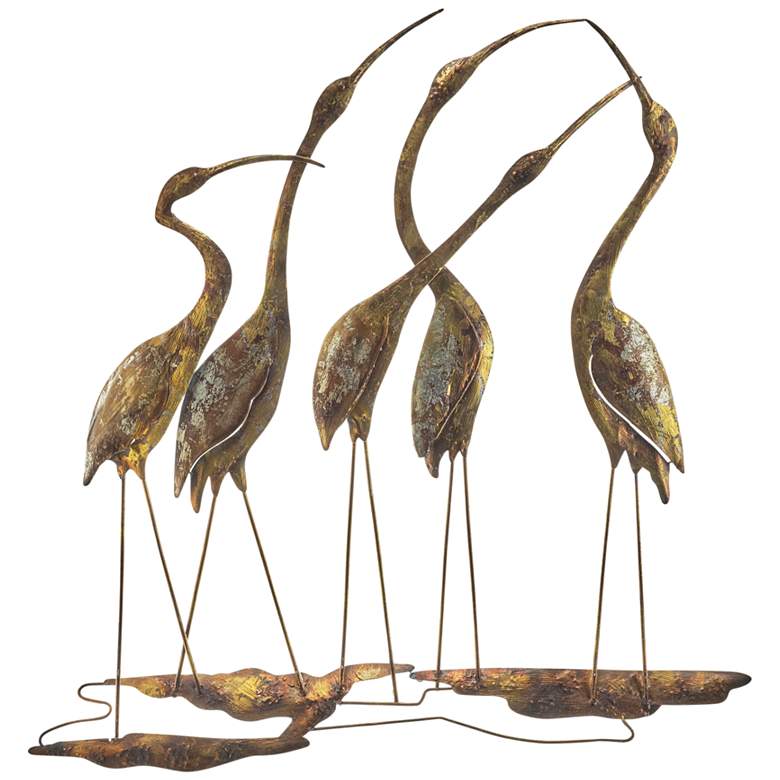 Image 2 Group Of Five Shorebirds 22" High Capiz Shell Wall Decor