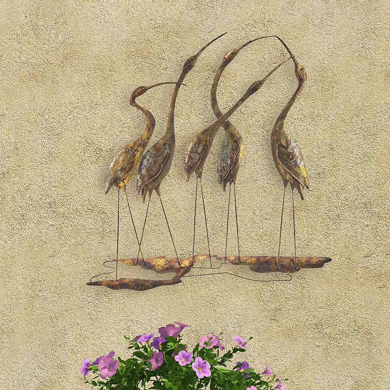Image 1 Group Of Five Shorebirds 22" High Capiz Shell Wall Decor