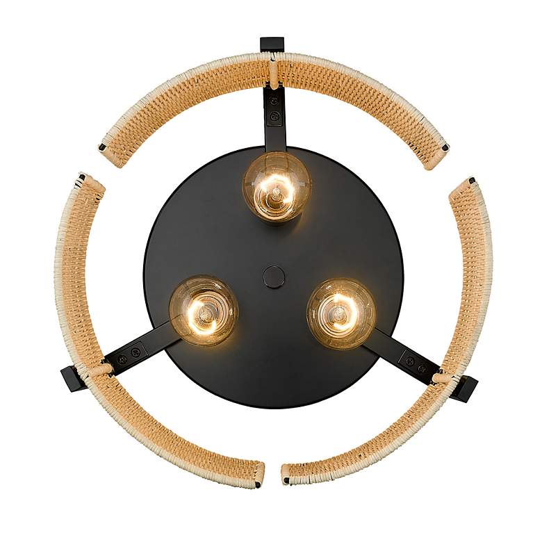 Image 6 Grove 14"W Matte Black Natural 3-Light Wicker Ceiling Light more views