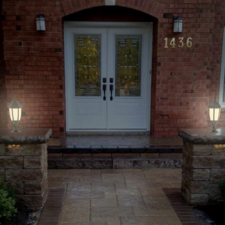 Image 1 Grove 15" High Black Amber/White LED Solar Wall Light