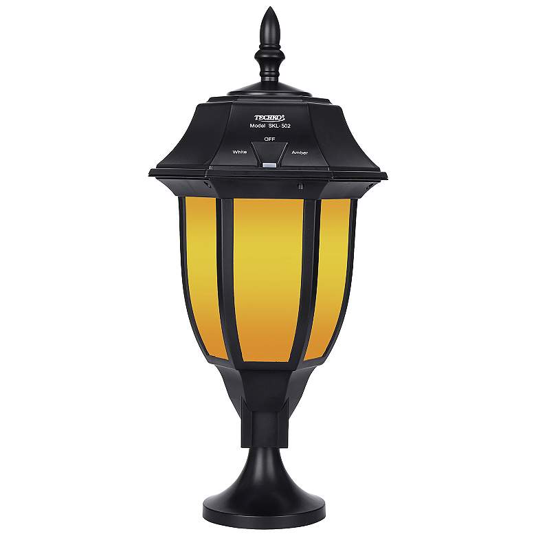Image 3 Grove 15" High Black Amber/White LED Solar Wall Light more views