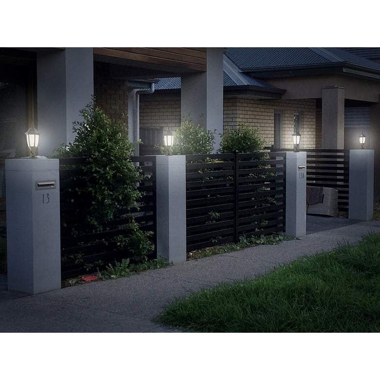 Image 6 Grove 15" High Black Amber/White LED Solar Wall Light more views