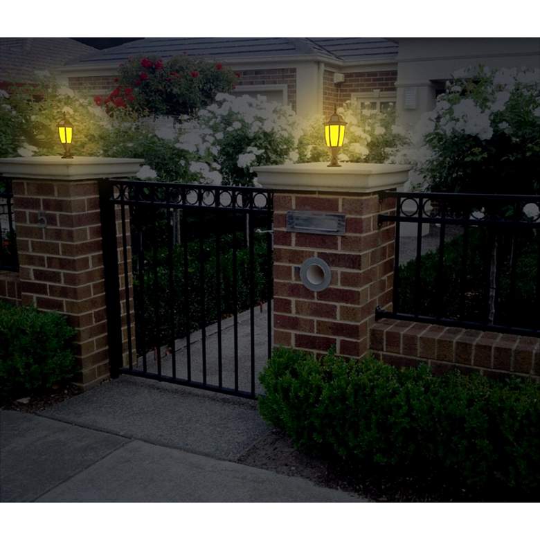 Image 7 Grove 15" High Black Amber/White LED Solar Wall Light more views