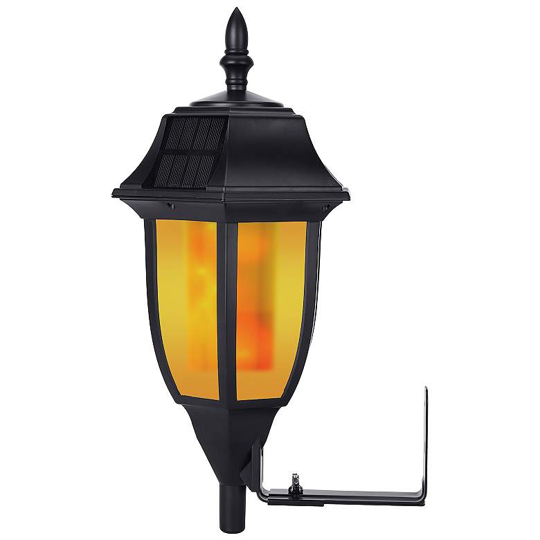 Grove 15&quot; High Black Flame/Still LED Solar Wall Light more views