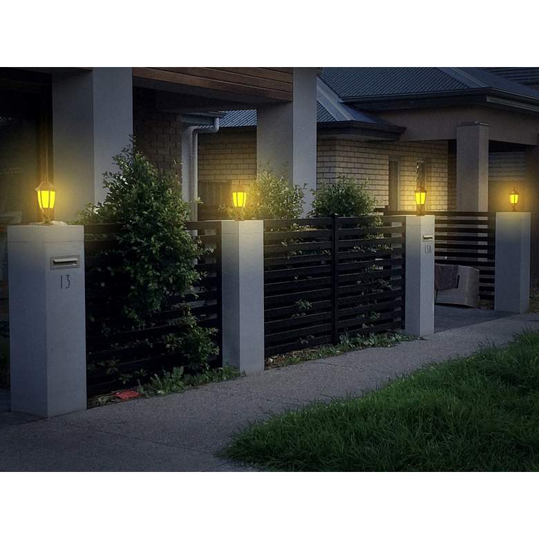 Image 6 Grove 15 inch High Black Flame/Still LED Solar Wall Light more views
