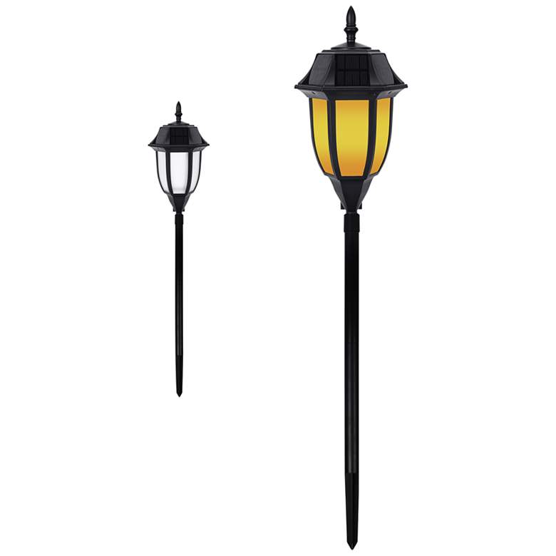 Image 2 Grove 42 1/4 inch High Black Amber/White LED Solar Garden Light