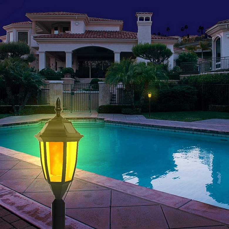 Image 1 Grove 42 1/4" High Black Flame/Still LED Solar Garden Light