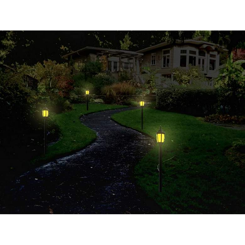 Image 6 Grove 42 1/4 inch High Black Flame/Still LED Solar Garden Light more views