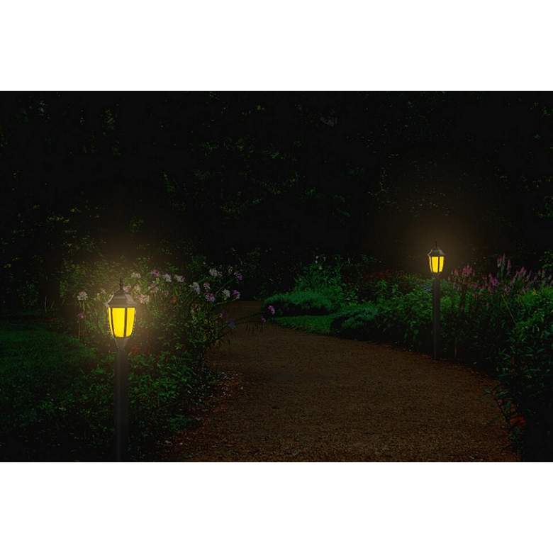 Image 7 Grove 42 1/4 inch High Black Flame/Still LED Solar Garden Light more views