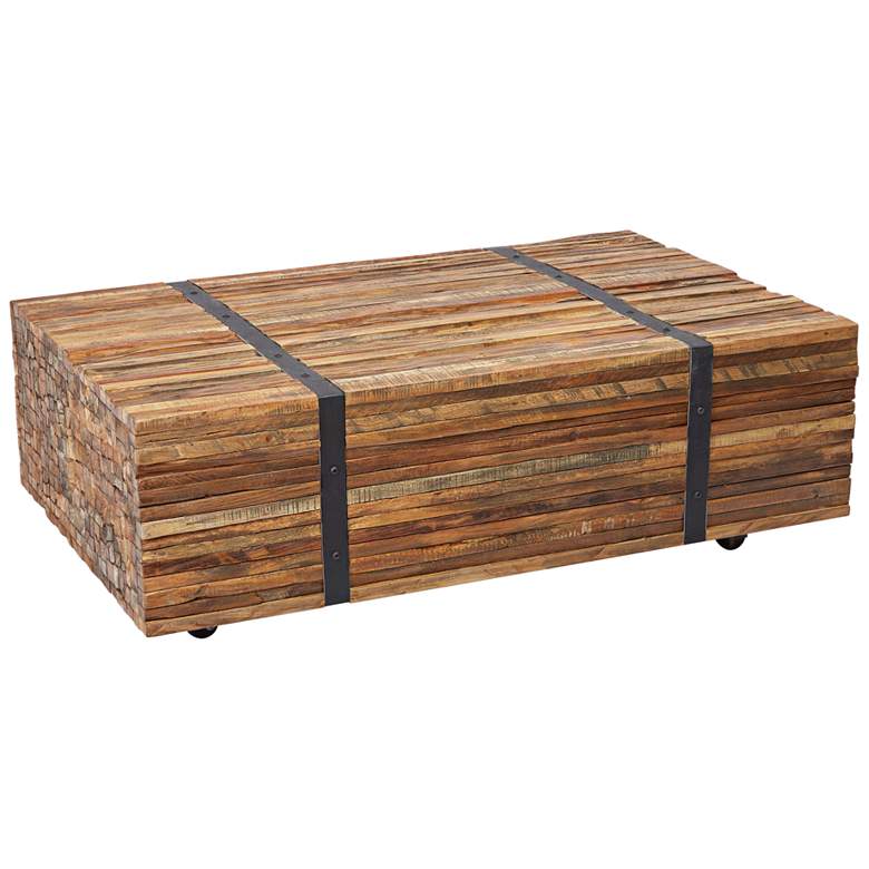 Image 1 Grove 43 inch Wide Natural Teak Wood Strapped Coffee Table