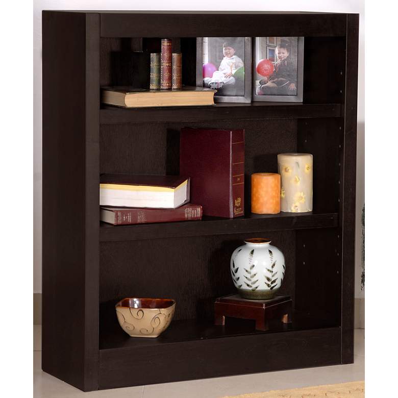 Image 2 Grundy 36" High Espresso Finish 3-Shelf Bookcase more views