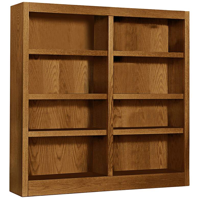 Image 1 Grundy 48" High Dry Oak Finish Double-Wide Bookcase