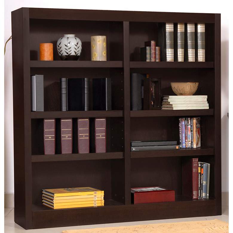 Image 2 Grundy 48" High Espresso Finish Double-Wide Bookcase more views