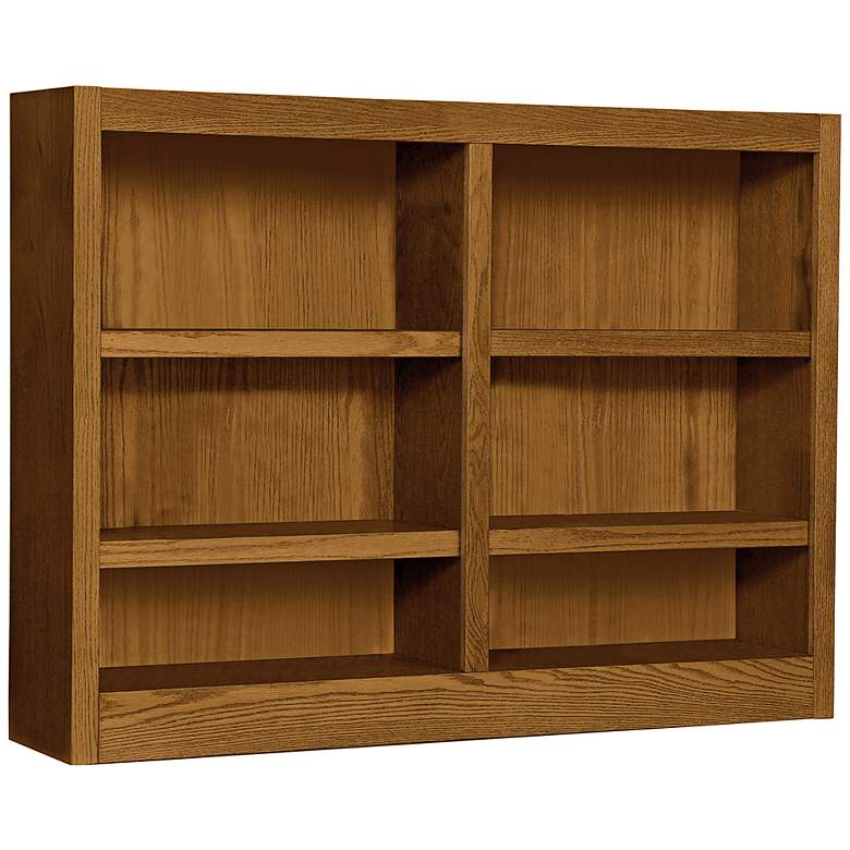 Image 1 Grundy 48 inch Wide Dry Oak Double-Wide 6-Shelf Bookcase