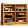 Grundy 48" Wide Dry Oak Double-Wide 6-Shelf Bookcase
