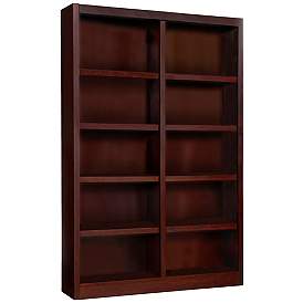 Image1 of Grundy 72" High Cherry Double-Wide 10-Shelf Bookcase