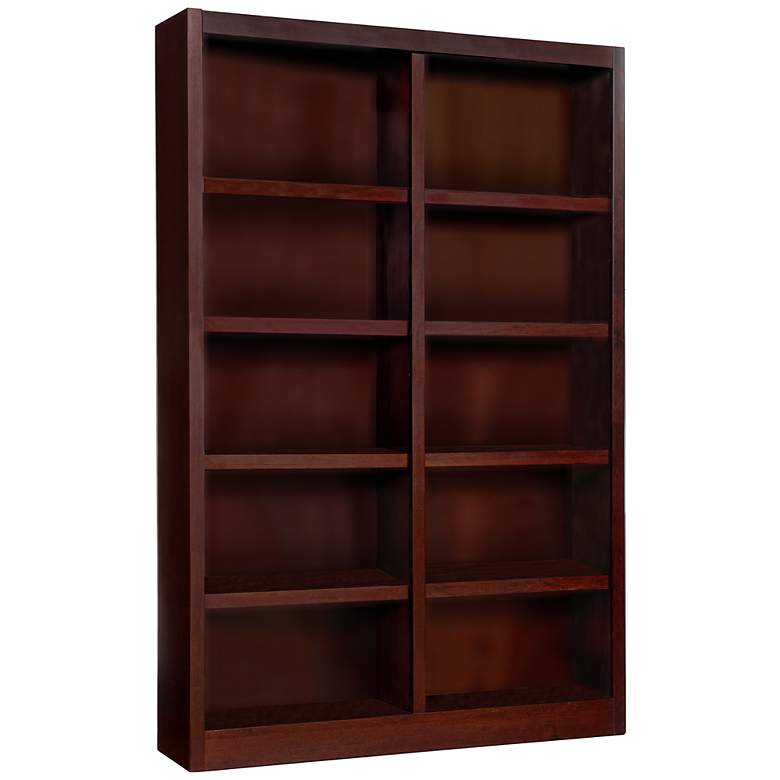 Image 1 Grundy 72 inch High Cherry Double-Wide 10-Shelf Bookcase
