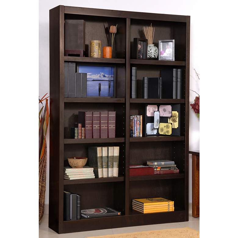 Image 2 Grundy 72" High Espresso Double-Wide 10-Shelf Bookcase more views