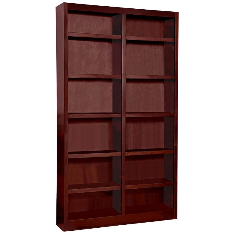 Image 1 Grundy 84 inch High Cherry Double-Wide 12-Shelf Bookcase