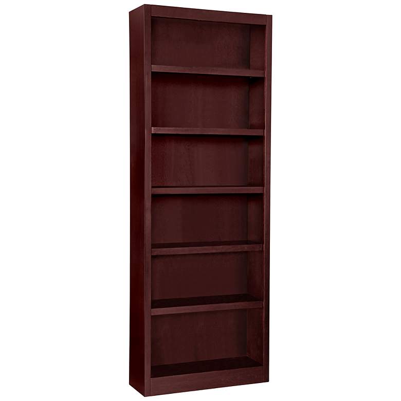 Image 1 Grundy 84" High Cherry Finish Single-Wide 6-Shelf Bookcase