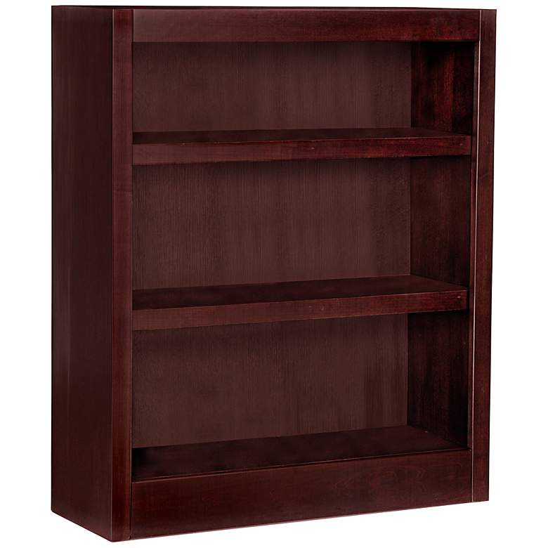 Image 1 Grundy Cherry Single-Wide 3-Shelf Bookcase