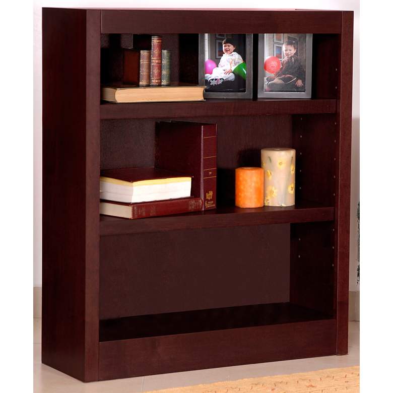 Image 2 Grundy Cherry Single-Wide 3-Shelf Bookcase more views