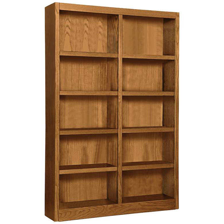 Image 1 Grundy Dry Oak Double-Wide 10-Shelf Bookcase