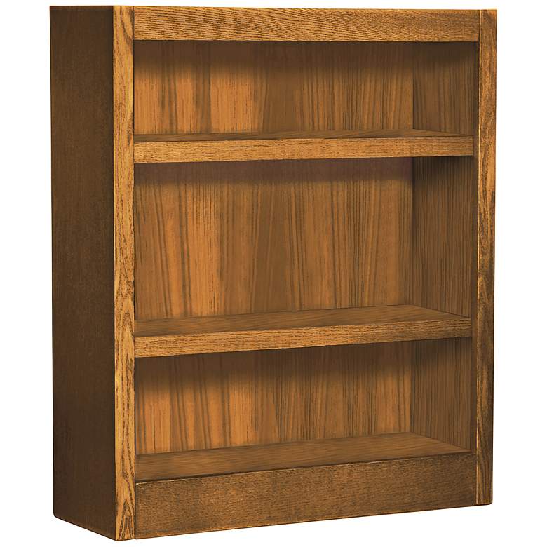 Image 1 Grundy Dry Oak Single-Wide 3-Shelf Bookcase