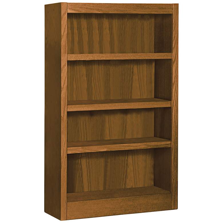 Image 1 Grundy Dry Oak Single-Wide 4-Shelf Bookcase
