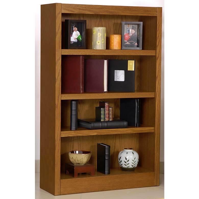 Image 2 Grundy Dry Oak Single-Wide 4-Shelf Bookcase more views
