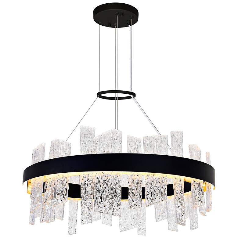 Image 3 Guadiana 32" Wide Black and Satin Gold LED Chandelier