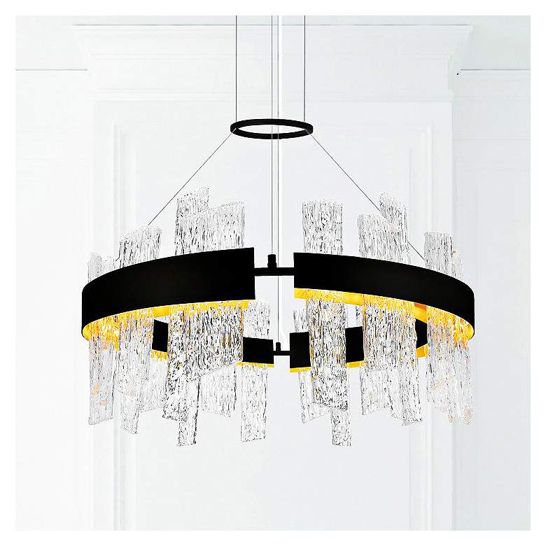 Image 2 Guadiana 32" Wide Black and Satin Gold LED Chandelier