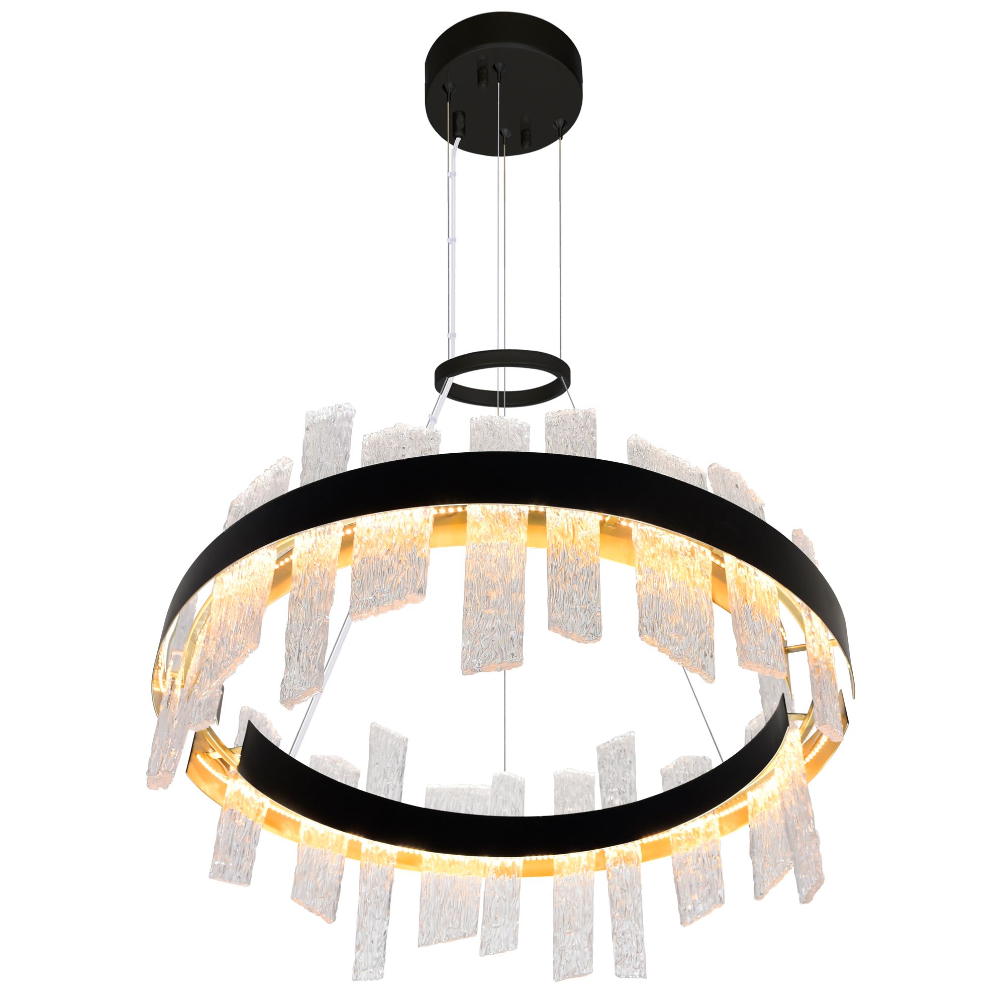 Image 5 Guadiana 32" Wide Black and Satin Gold LED Chandelier more views