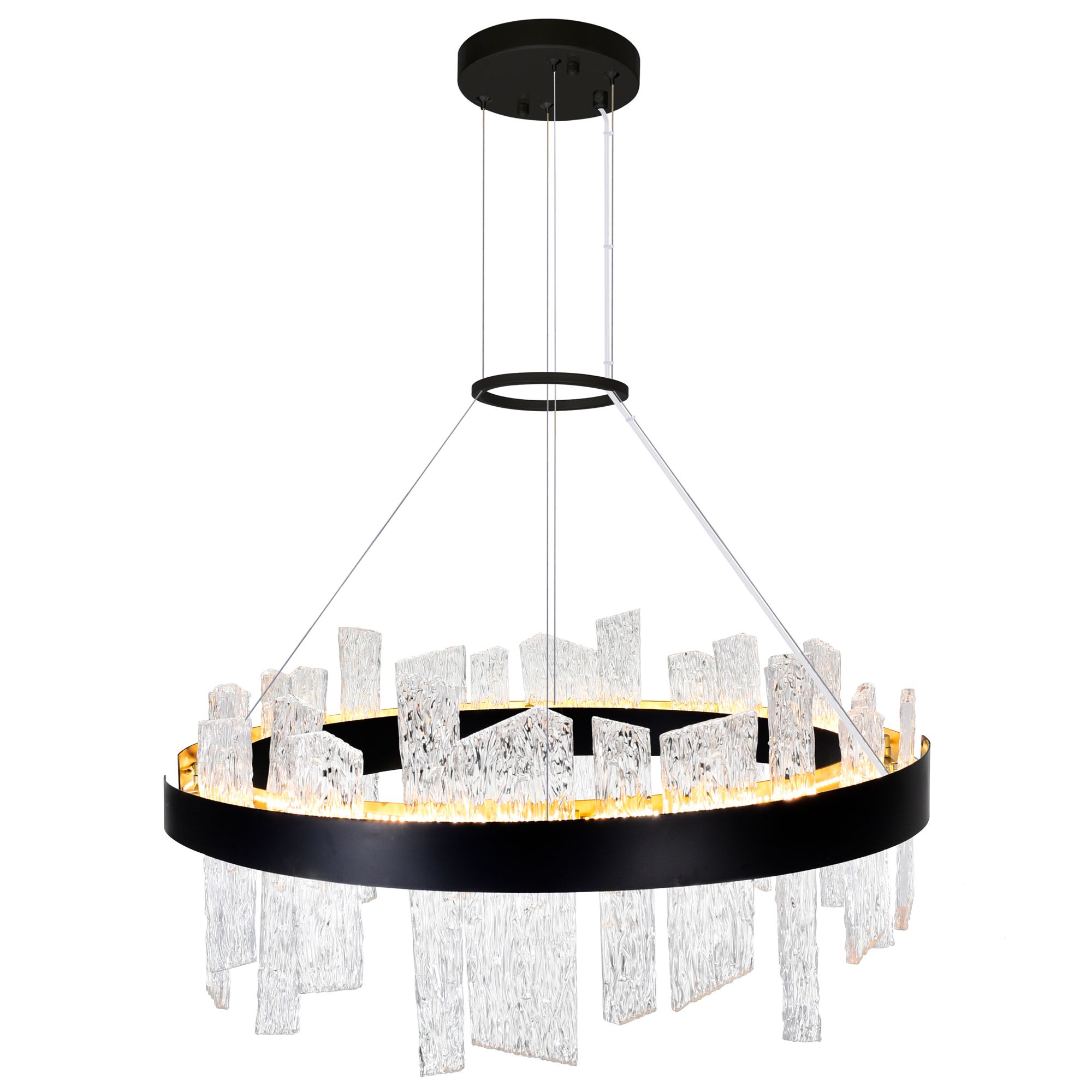 Image 4 Guadiana Integrated LED 32in Black Chandelier with Handcrafted Glass more views