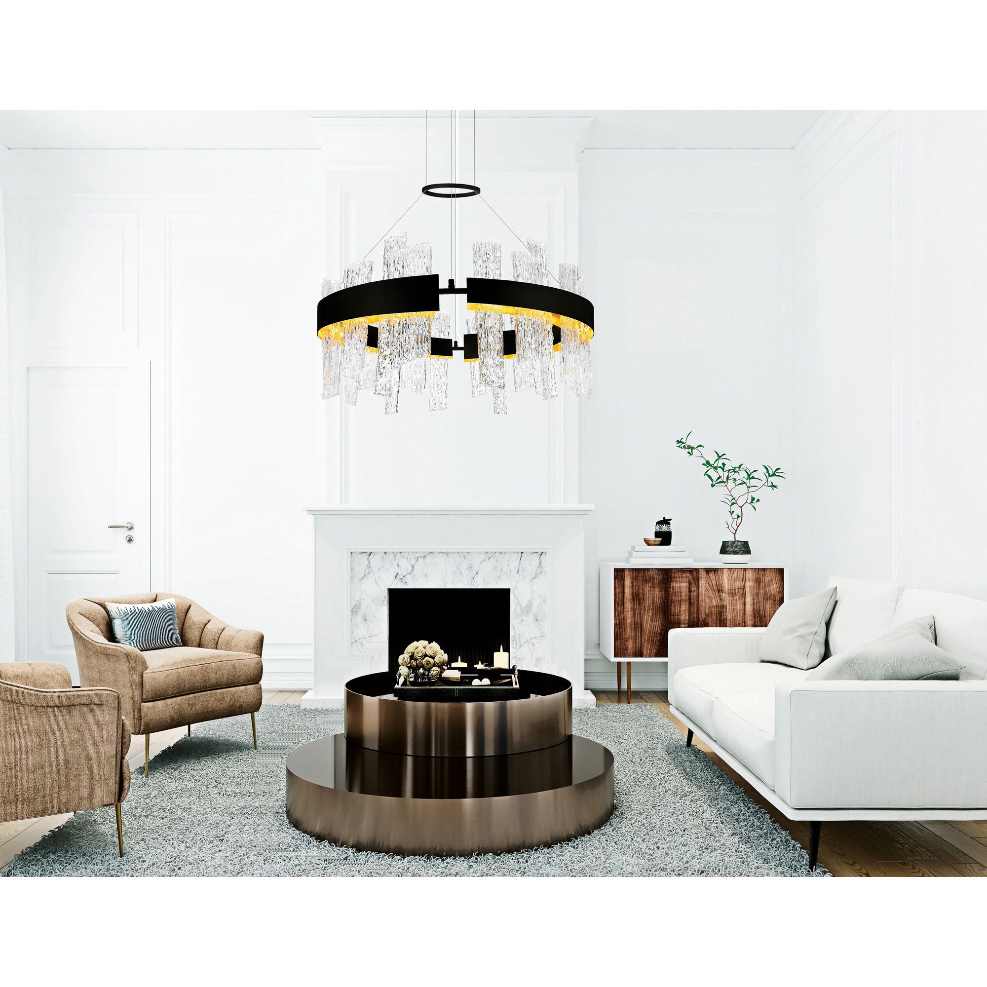 Image 6 Guadiana Integrated LED 32in Black Chandelier with Handcrafted Glass more views