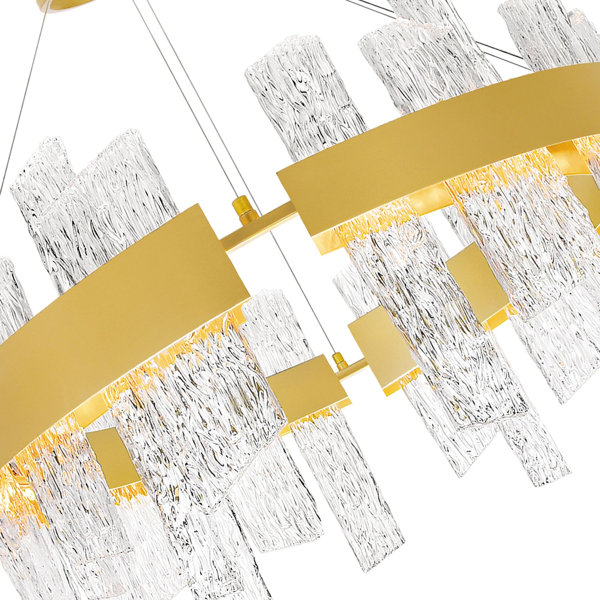 Image 2 Guadiana Integrated LED 32in Satin Gold Chandelier with Handcrafted Glass more views
