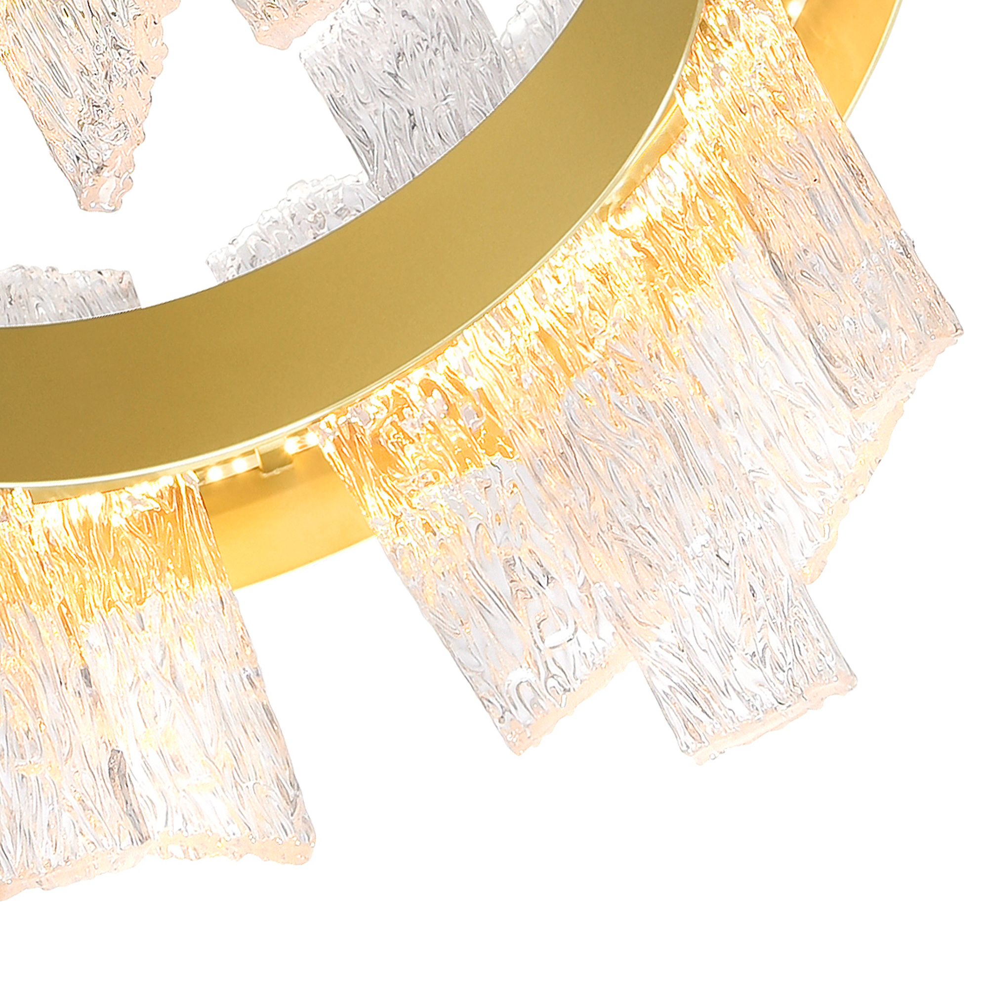Image 4 Guadiana Integrated LED 32in Satin Gold Chandelier with Handcrafted Glass more views