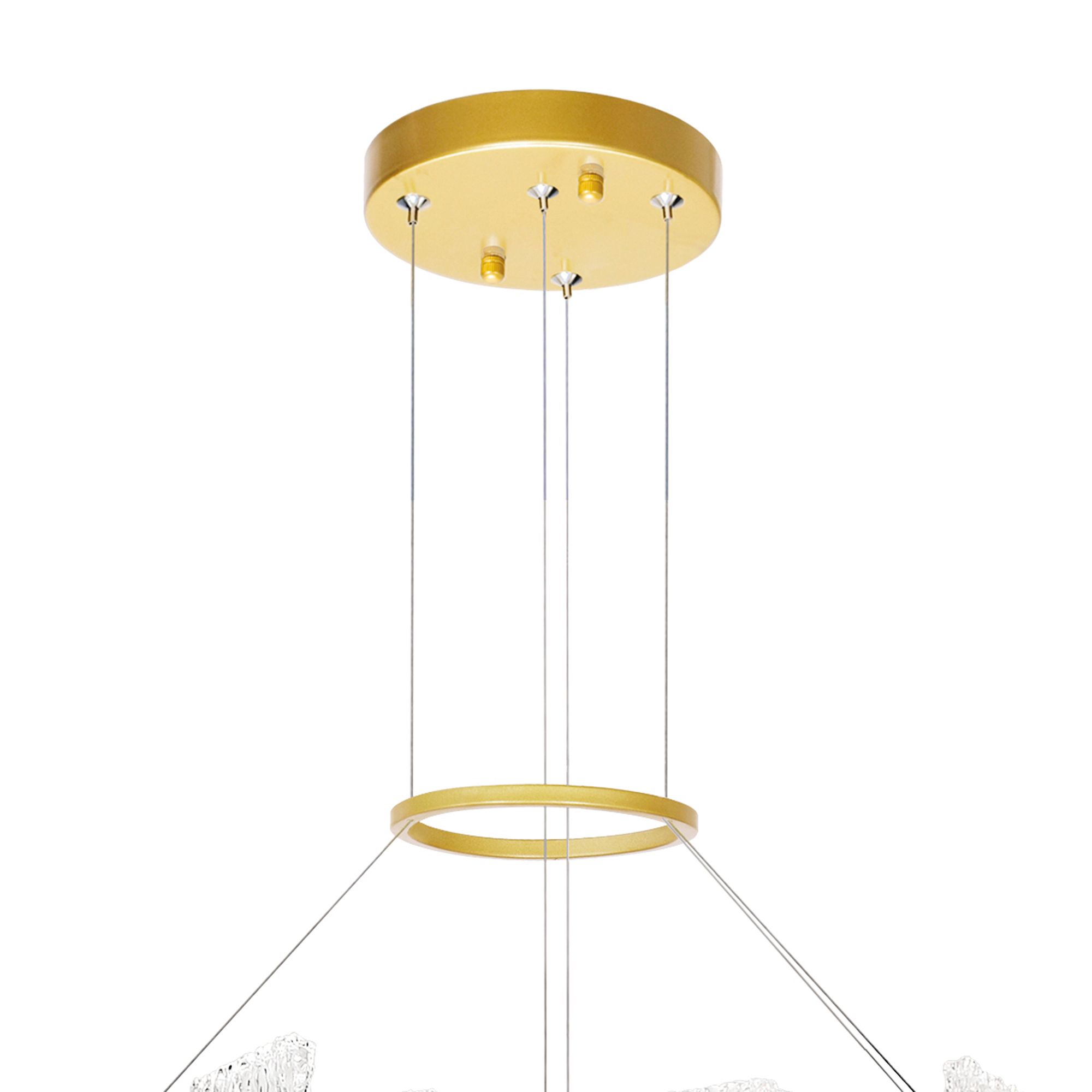 Image 5 Guadiana Integrated LED 32in Satin Gold Chandelier with Handcrafted Glass more views
