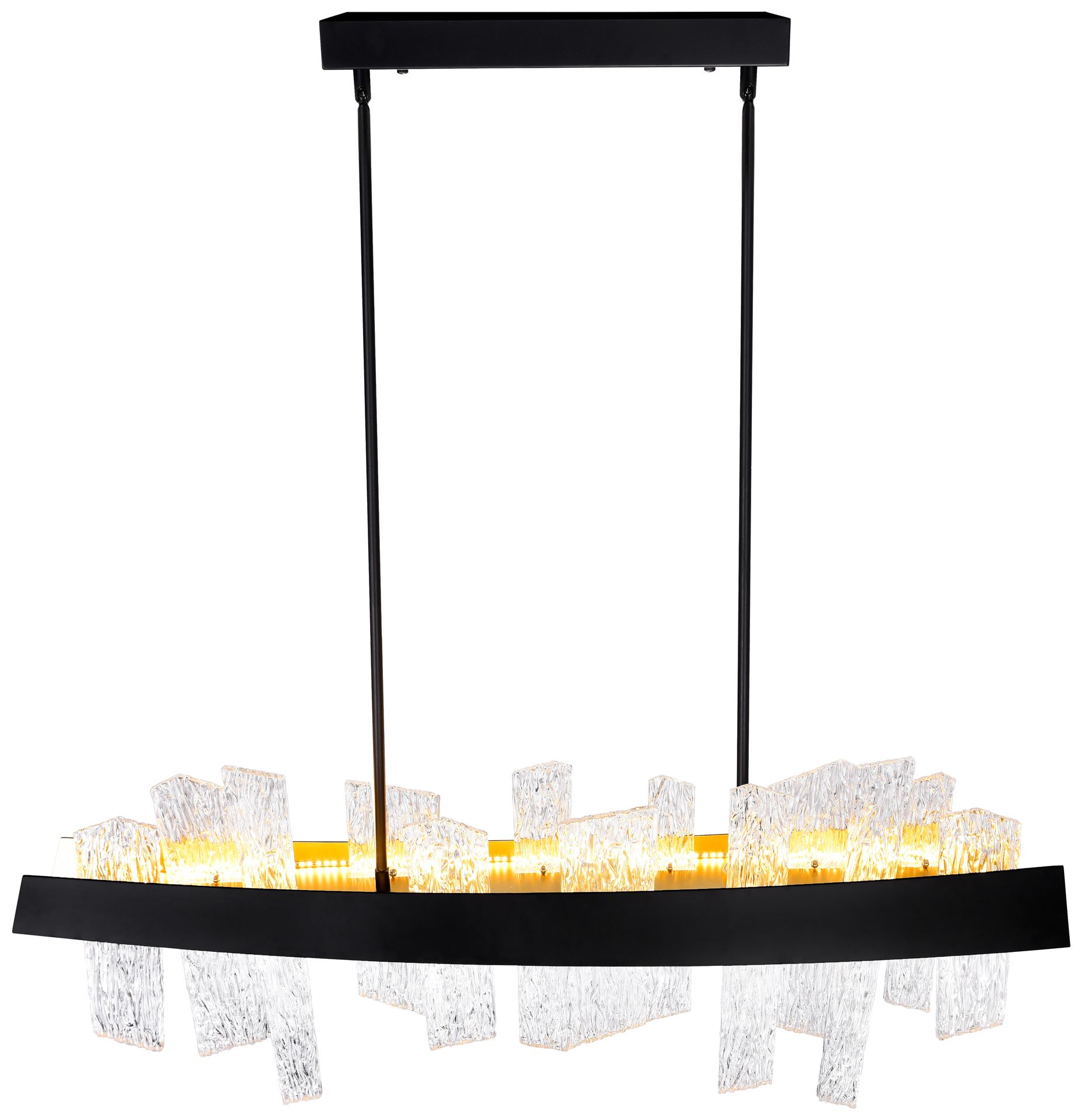 Image 3 Guadiana Integrated LED 39in Black Chandelier with Handcrafted Glass more views