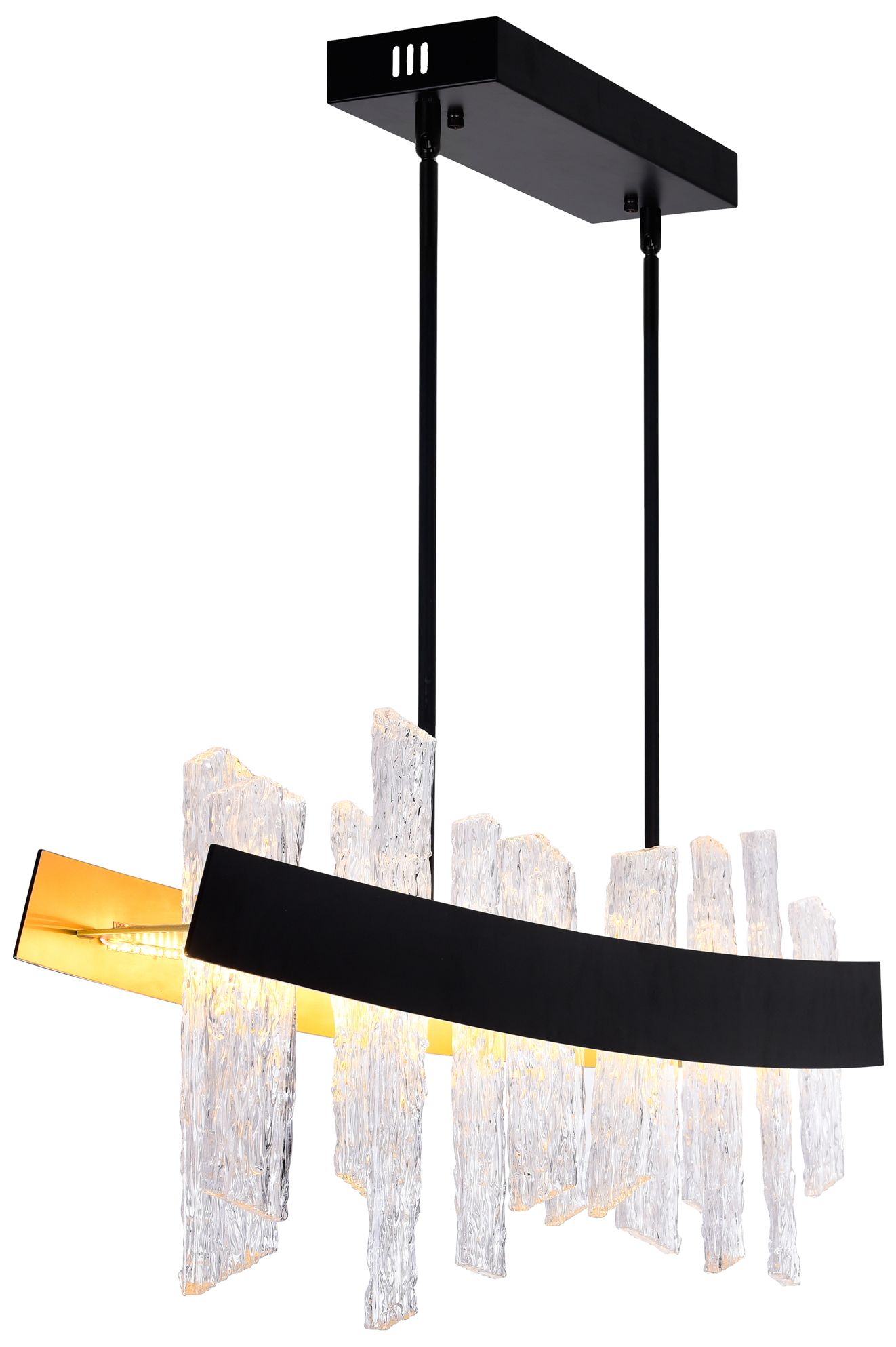 Image 5 Guadiana Integrated LED 39in Black Chandelier with Handcrafted Glass more views