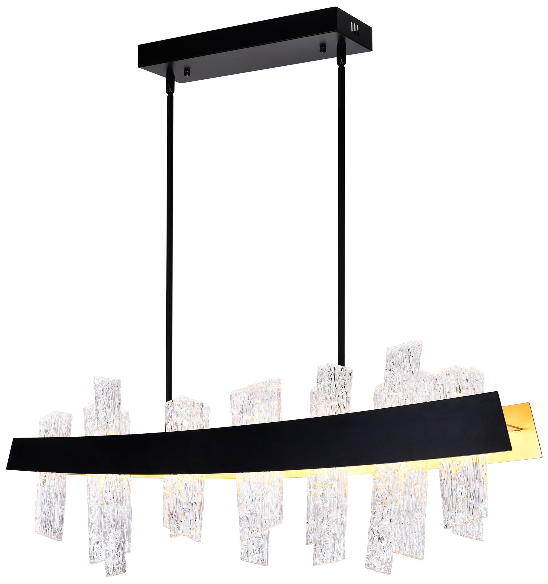 Image 6 Guadiana Integrated LED 39in Black Chandelier with Handcrafted Glass more views