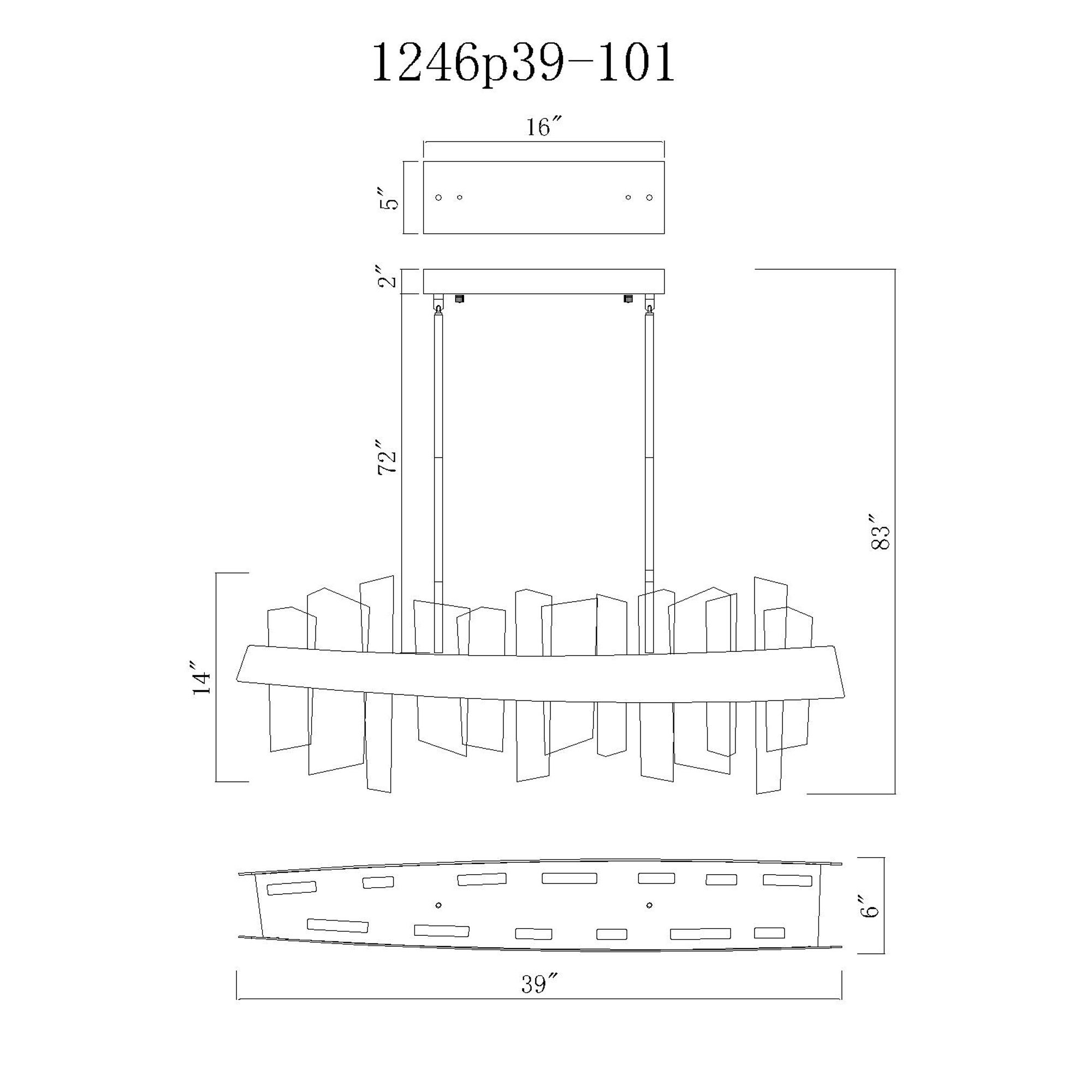 Image 7 Guadiana Integrated LED 39in Black Chandelier with Handcrafted Glass more views
