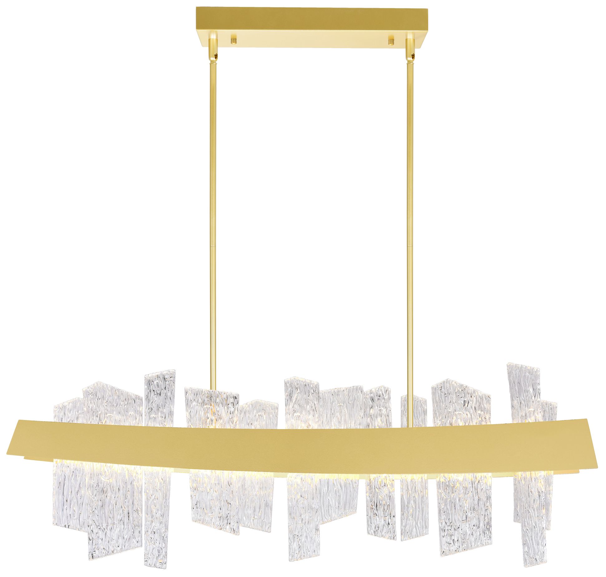 Guadiana Integrated LED 39in Satin Gold Chandelier with Handcrafted Glass