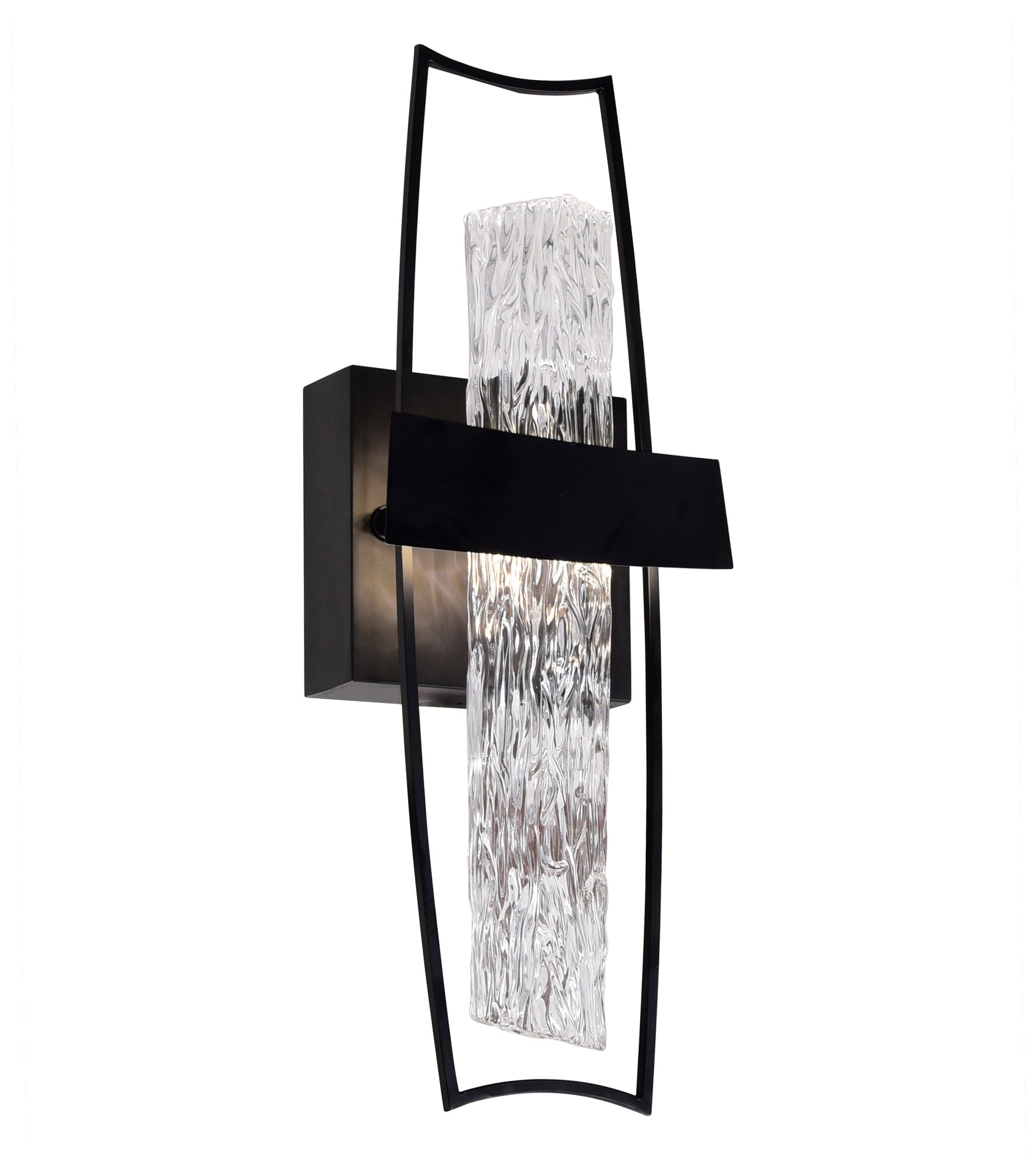 Guadiana Integrated LED 5in Black Wall Light with Handcrafted Glass