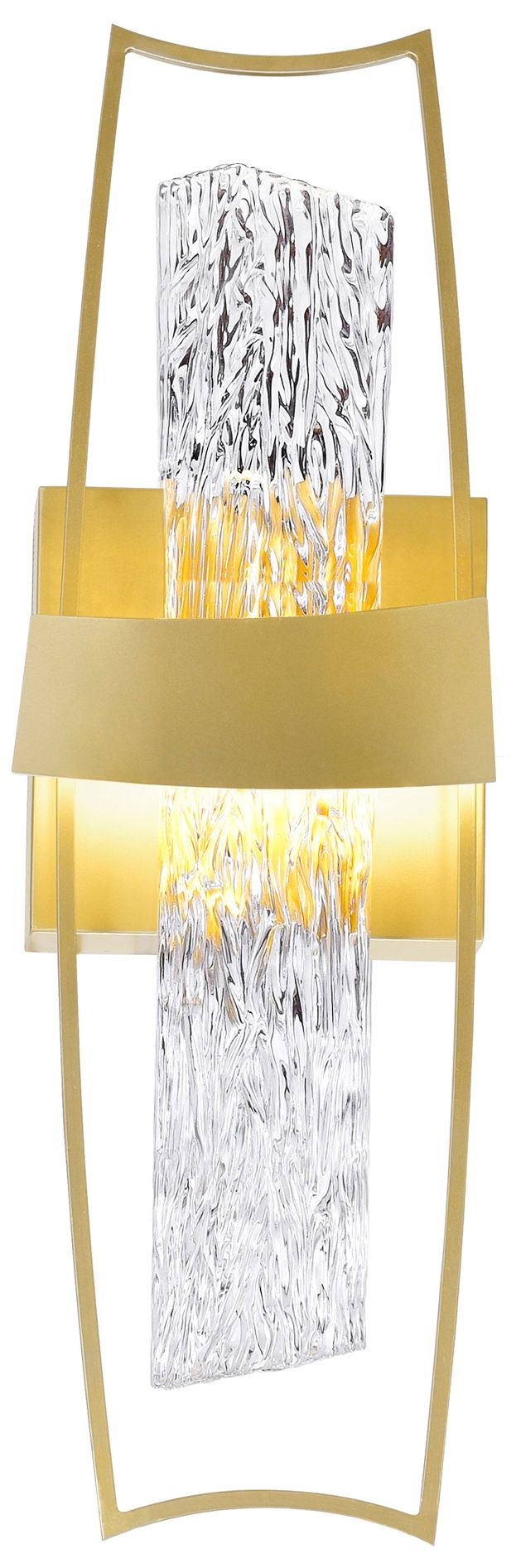 Guadiana Integrated LED 5in Satin Gold Wall Light with Handcrafted Glass